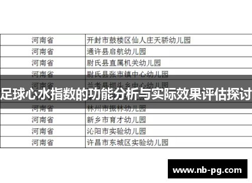 足球心水指数的功能分析与实际效果评估探讨
